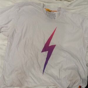 Aviator Nation White T-Shirt with Purple Lightning Bolt